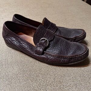 Salvatore Ferragamo Dark Brown Leather Slip-Ons